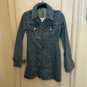 Zara denim mini zip up dress